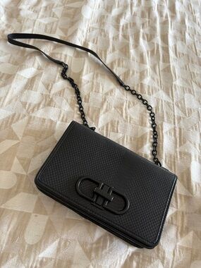 ALDO Black Leather Crossbody Bag with Chain Strap